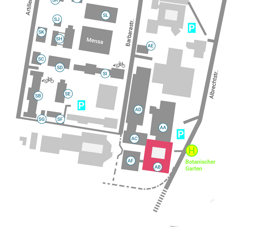 Das Bild zeigt den Lageplan der ϻƽ̨,ϻ Osnabrck am Campus Caprivi und Westerberg